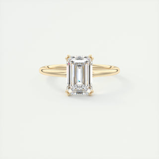 2CT Emerald Cut Double Scoop Moissanite Engagement Ring