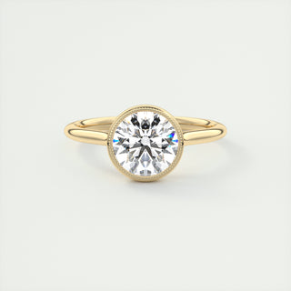 Bague de fiançailles solitaire avec diamant en moissanite taille ronde de 2,0 ct et serti clos 