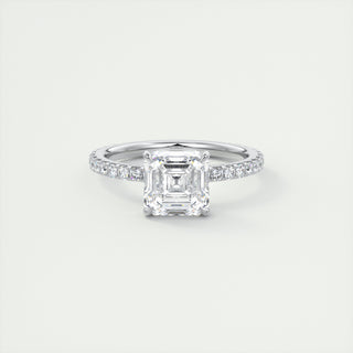 2CT Asscher Cut Moissanite Diamond Engagement Ring