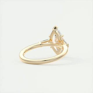 Bague de fiançailles solitaire à trois pierres en moissanite marquise et baguette 2CT 