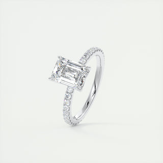 2 CT Emerald Cut Diamond Moissanite Engagement Ring With Pave Setting