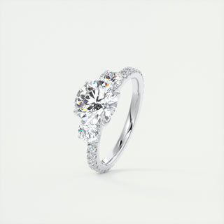 2CT Round Cut Three Stone Moissanite Engagement Ring