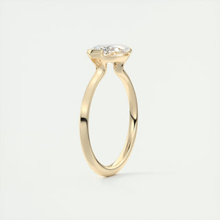 2CT Half Bezel Marquise Cut Solitaire Engagement Ring