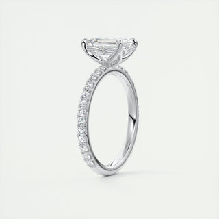 2 CT Emerald Cut Diamond Moissanite Engagement Ring With Pave Setting