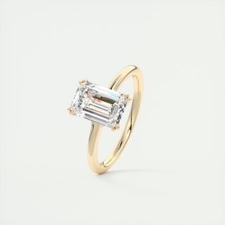 2CT Emerald Cut Double Scoop Moissanite Engagement Ring