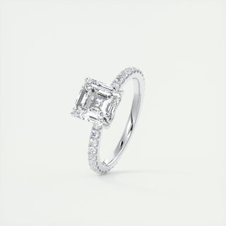 2CT Asscher Cut Moissanite Diamond Engagement Ring