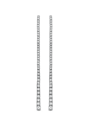 Boucles d'oreilles longues pendantes en diamant et moissanite ronde 2,21 TCW