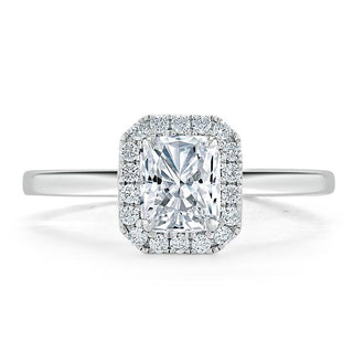 Bague de fiançailles en moissanite taille radiant halo de 1,0 ct