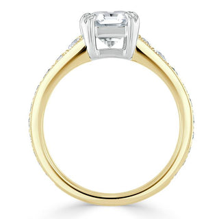 1.5 CT Cushion Cut Solitaire Channel Pave Moissanite Engagement Ring