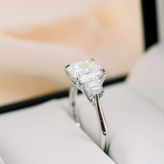 1.80CT Asscher Cut Moissanite Trapezoid Diamond Engagement Ring