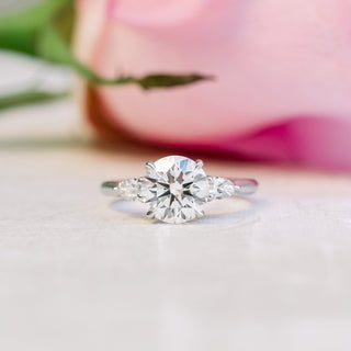 2.0CT Round & Pear Cut Moissanite 3 Stone Engagement Ring - ELITE CARAT