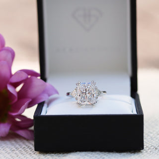 4.0CT Radiant Three Stone Moissanite Diamond Engagement Ring