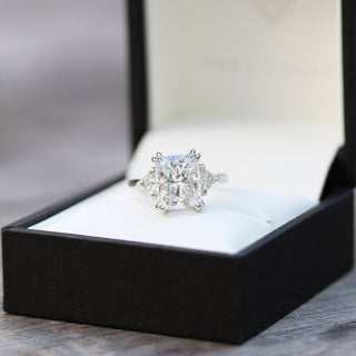 3.50CT Radiant Cut Moissanite Trillion Diamond Engagement Ring - ELITE CARAT