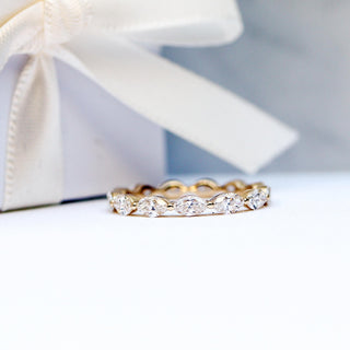 Marquis Cut Moissanite Full Eternity Wedding Band