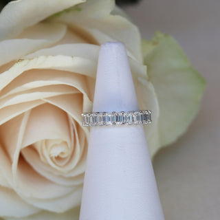 4.80ctw Emerald Cut Moissanite Diamond Full Eternity Wedding Band