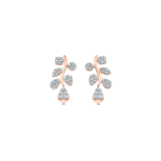 Boucles d'oreilles pendantes en grappe de diamants et moissanite ronde de 0,97 TCW