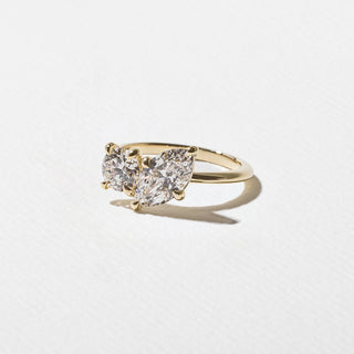 Bague de fiançailles à deux pierres avec diamants marquise et rond G/VS1 CVD de 2,00 ct