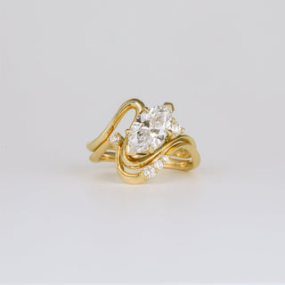 Juego de anillos nupciales exclusivos con diamantes CVD de talla marquesa de 1,36 a 3,50 quilates