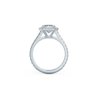 Bague de fiançailles avec halo de diamants en moissanite taille émeraude de 2,0 ct et sertissage cathédrale