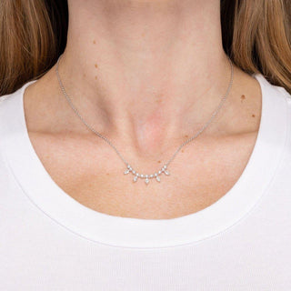 0.40TCW Marquise & Round Moissanite Bar Necklace