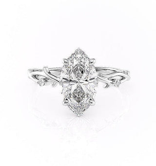 1.58 CT Marquise Shaped Moissanite Twig Engagement Ring