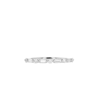 Alliance de mariage demi-éternité en moissanite ronde et baguette de 0,35 ct