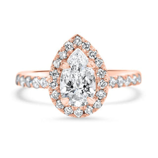 Pear Cut Diamond Halo Moissanite Engagement Ring For Her - ELITE CARAT