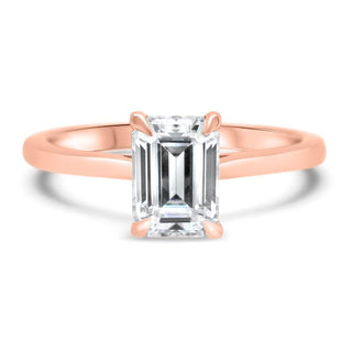 Emerald Cut Diamond Solitaire Moissanite Engagement Ring For Her - ELITE CARAT