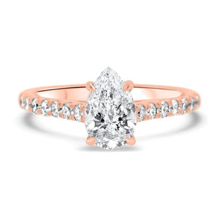 Pear Cut Moissanite Diamond Pave Engagement Ring For Her - ELITE CARAT