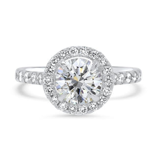 Round Cut Diamond Moissanite Halo Engagement Ring For Her - ELITE CARAT