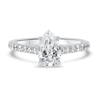 Pear Cut Moissanite Diamond Pave Engagement Ring For Her - ELITE CARAT