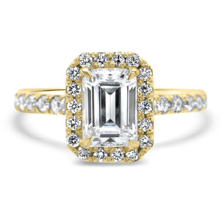 Emerald Cut Diamond Halo Moissanite Engagement Ring For Her - ELITE CARAT