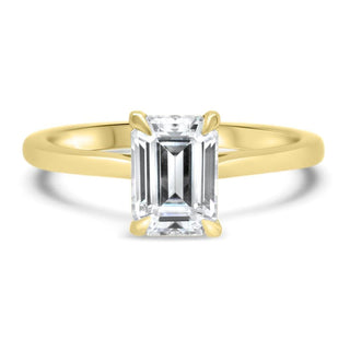 Emerald Cut Diamond Solitaire Moissanite Engagement Ring For Her - ELITE CARAT