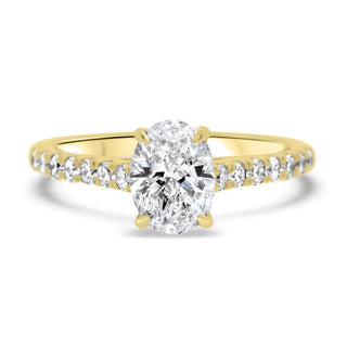 Oval Cut Diamond Pave Moissanite Engagement Ring For Women - ELITE CARAT