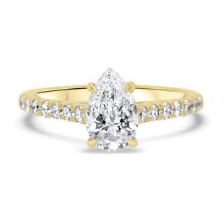 3.0CT Pear Cathedral Set  Moissanite Diamond Pave Engagement Ring