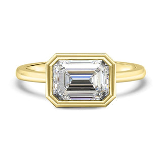 2.0CT Emerald Cut East West  Moissanite Diamond Solitaire Engagement Ring For Women