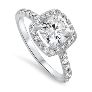 Cushion Cut Moissanite Halo Diamond Engagement Ring For Women - ELITE CARAT