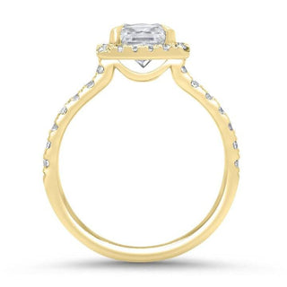 Princess Cut Diamond Halo Moissanite Engagement Ring For Women - ELITE CARAT