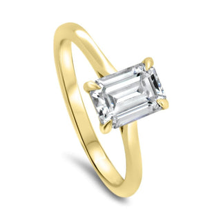 Emerald Cut Diamond Solitaire Moissanite Engagement Ring For Her - ELITE CARAT