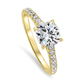 Cushion Cut Moissanite Pave Diamond Engagement Ring For Her - ELITE CARAT