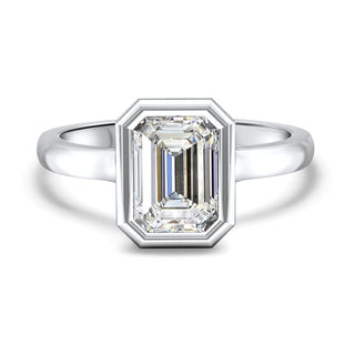 Bague de fiançailles ouverte avec diamants en moissanite taille émeraude sertis en lunette de 2,0 ct