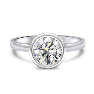 Bague de fiançailles ouverte en diamant moissanite rond serti clos de 1,0 ct avec monture solitaire