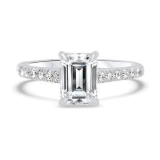 Emerald Cut Diamond Moissanite Pave Engagement Ring For Women - ELITE CARAT