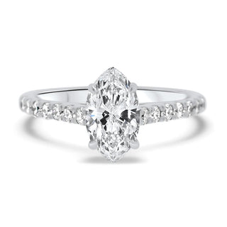 Marquise Cut Moissanite Diamond Pave Engagement Ring For Her