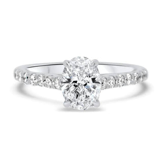 Oval Cut Moissanite Pave Diamond Engagement Ring For Women - ELITE CARAT