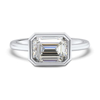 Bague de fiançailles solitaire en diamant East West Moissanite taille émeraude 2,0 ct pour femme