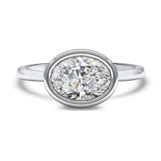 East West Diamond Oval Moissanite Engagement Ring For Women - ELITE CARAT