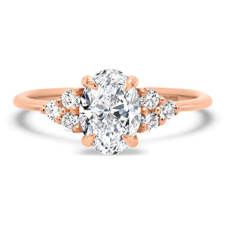 1.0CT Oval Cluster Moissanite Diamond Engagement Ring In Solid Gold