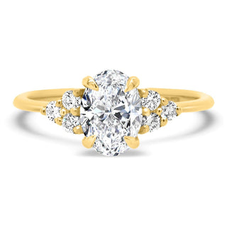 1.0CT Oval Cluster Moissanite Diamond Engagement Ring In Solid Gold