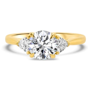 Round Cut Diamond Three Stone Moissanite Engagement Ring For Her - ELITE CARAT